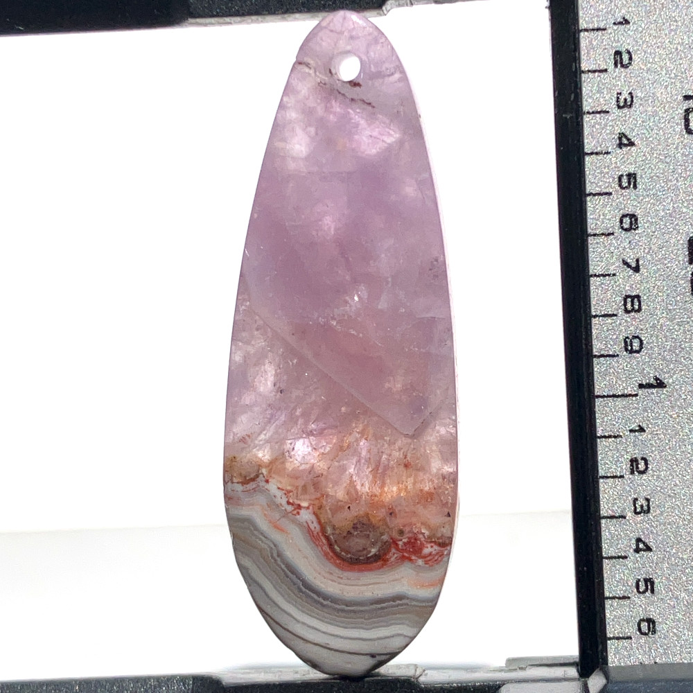 穴あきアメジストレースアゲート[326] 42x15mm 33Cts