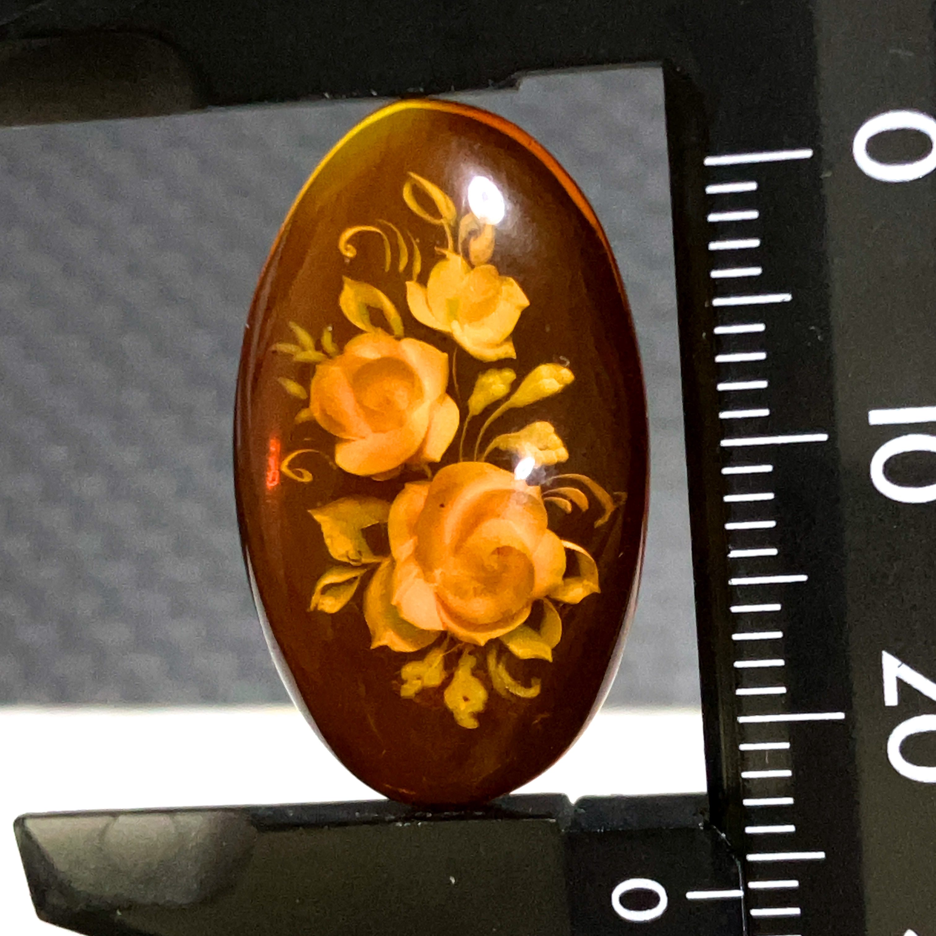 インタリオ彫刻アンバー[236] 26x16mm 8Cts