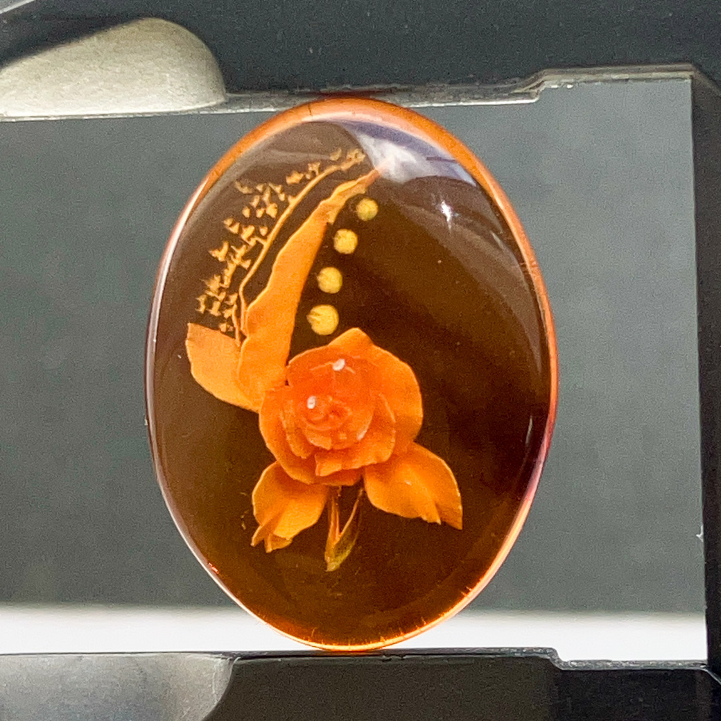 インタリオ彫刻アンバー[273] 20x15mm 5Cts